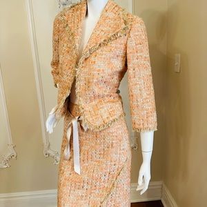 Dana Buchman Tweed 2 Piece Skirt Suit w Blazer Jacket Size 6 Petite